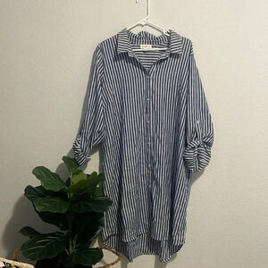 Love J blue and white striped shirt dress 3x